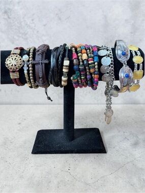 Colorful Beaded and Silver Assortment of Bracelets
